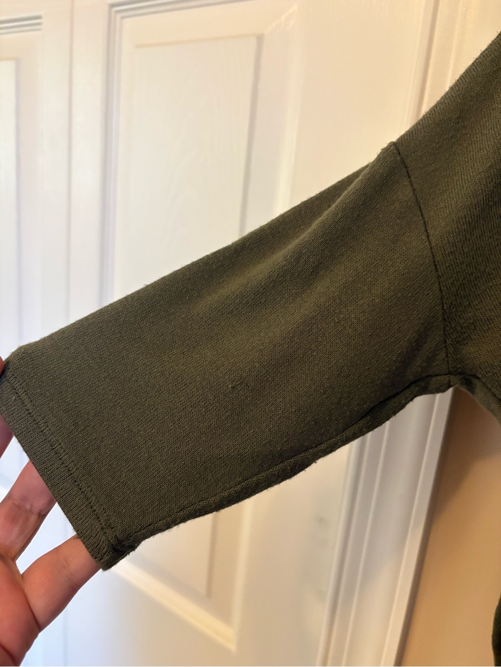 Express Olive V-Neck Short Sleeve Pullover - Picture 5 of 6